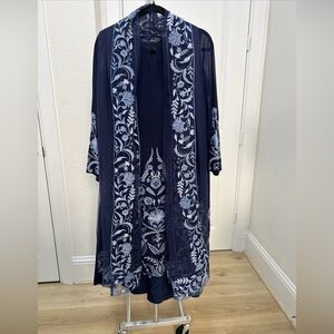 Navy Blue Georgette embroidered Kurta With Plazzo Pants And Net Dupatta